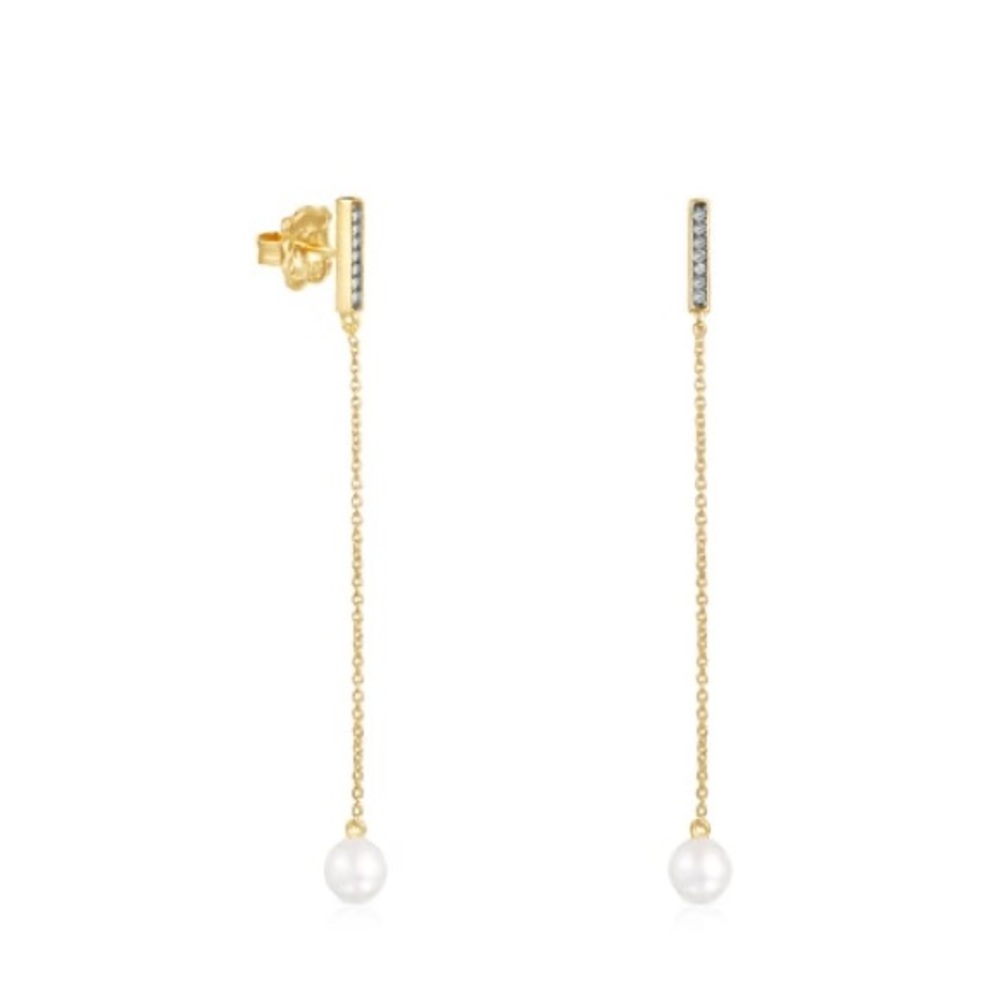 Tous Gold and White Pearl Earrings